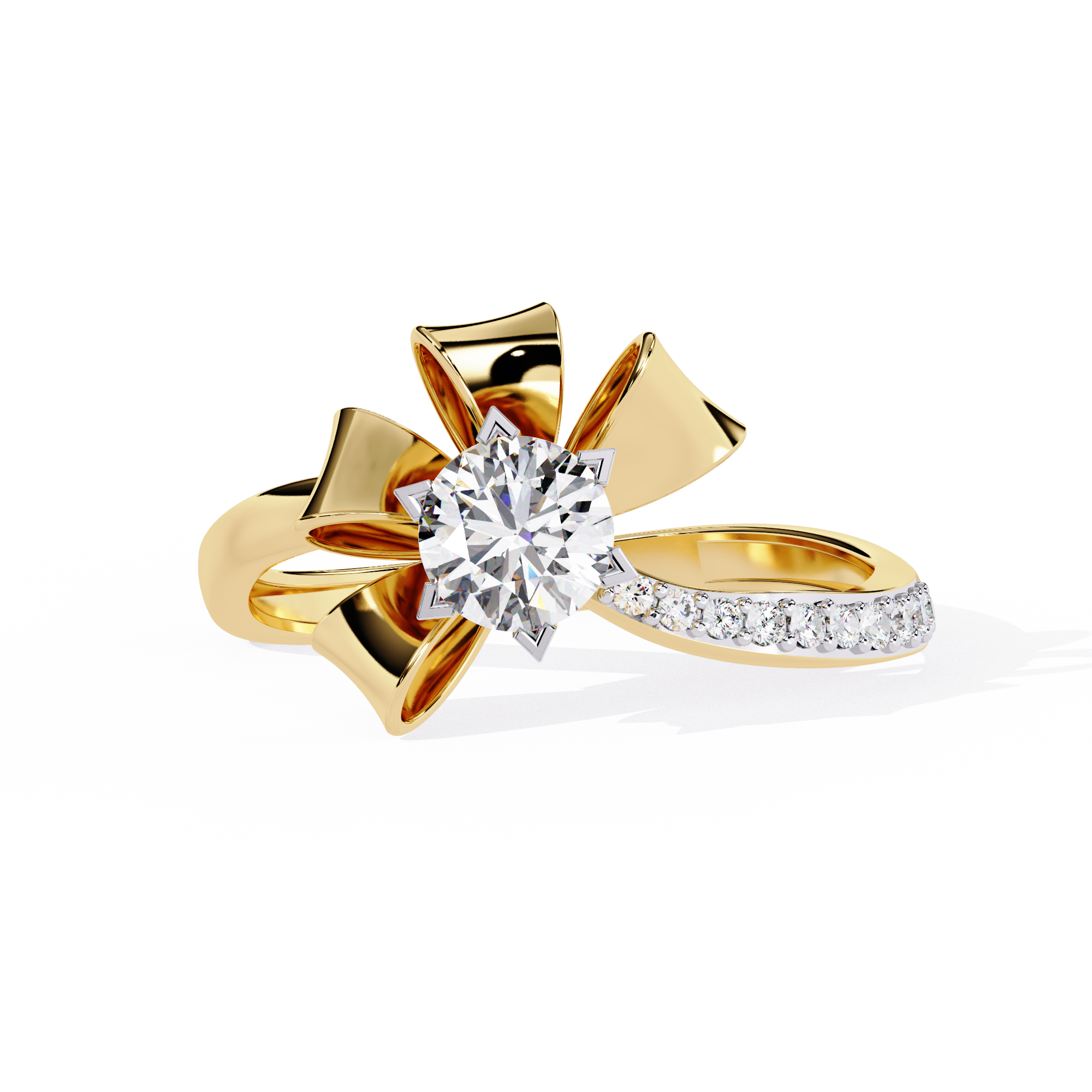 Solitairekart 0.5 ct Floral Bow Lab Grown Diamond Ring – 14K Gold